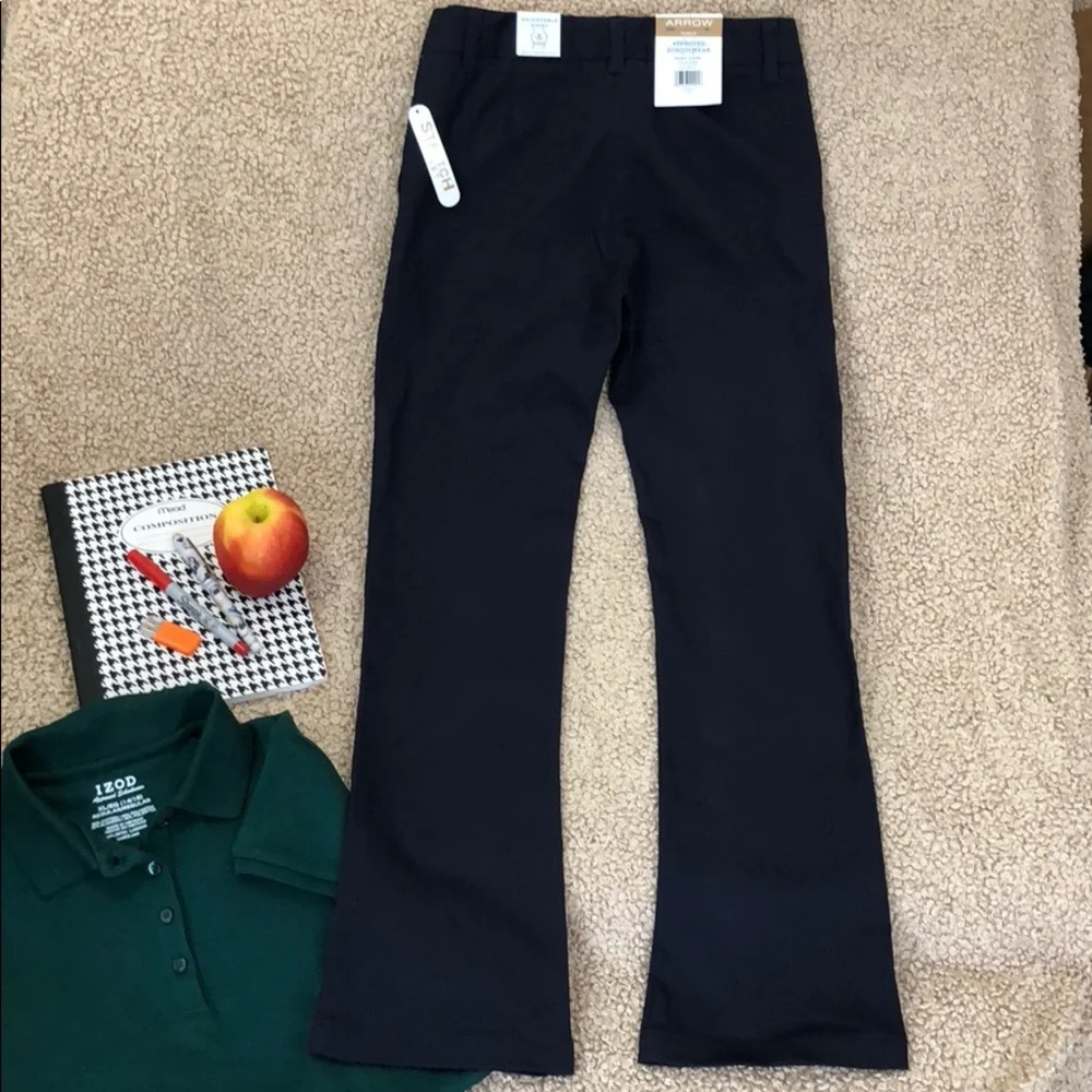 ARROW Approved School Wear NAVY Stretch Adjustable Waist Skinny Pants Sz 12 NWT